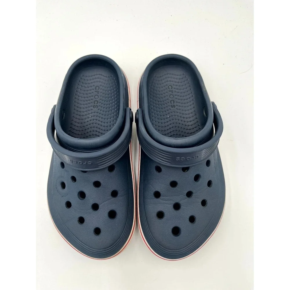 Crocs Off Court Kids Size 3 Sport Clog Blue White Round Toe Casual Slip On Shoes